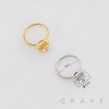 HEART WITH ROUND BEZEL CZ NOSE HOOP BOX 316L SURGICAL STEEL